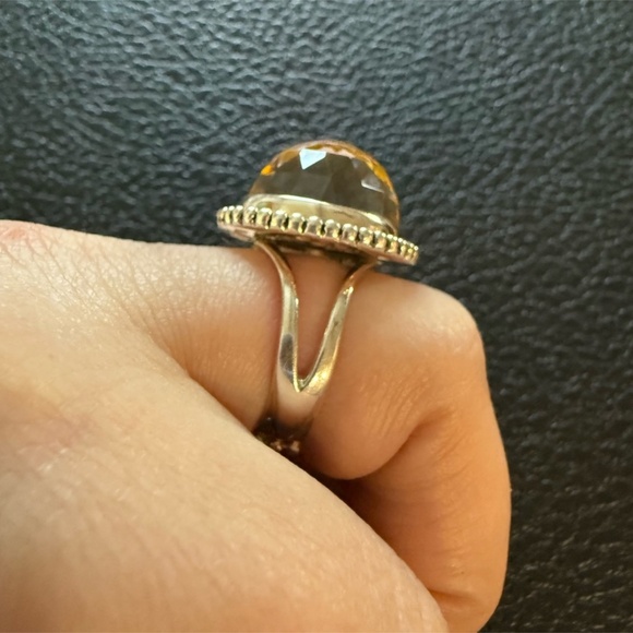 Vintage Sajen Sterling Silver Adjustable Citrine Dome Ring – Statement Style - Picture 2 of 9